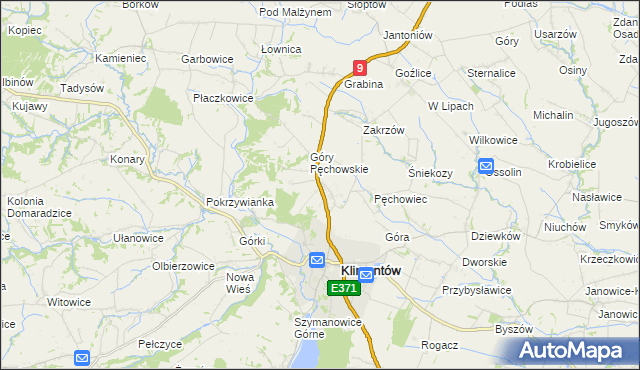 mapa Pęchów, Pęchów na mapie Targeo