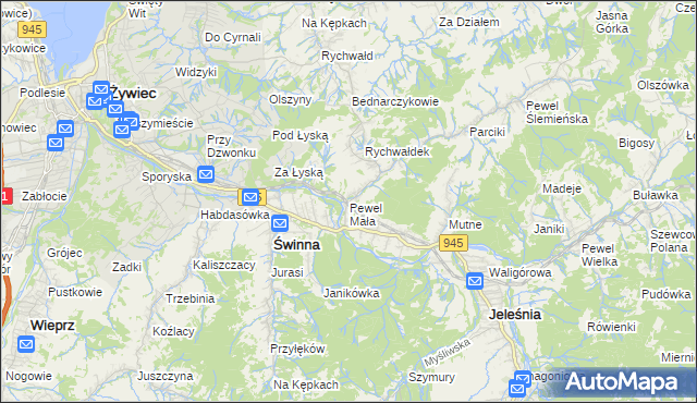 mapa Pewel Mała, Pewel Mała na mapie Targeo