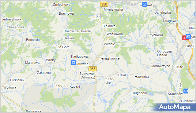 mapa Pieniążkowice, Pieniążkowice na mapie Targeo