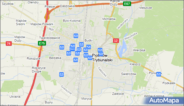 mapa Piotrków Trybunalski, Piotrków Trybunalski na mapie Targeo