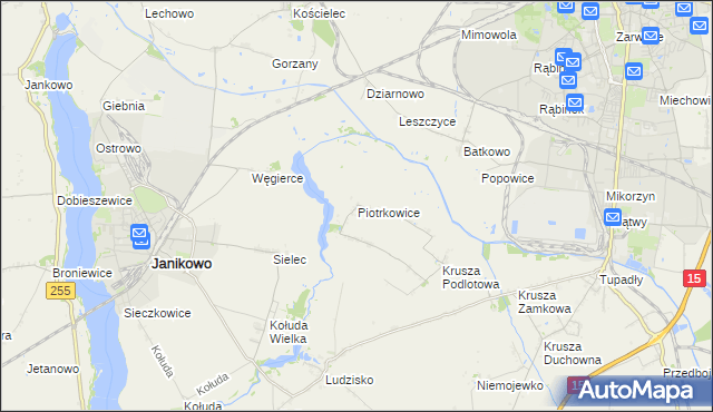 mapa Piotrkowice gmina Inowrocław, Piotrkowice gmina Inowrocław na mapie Targeo