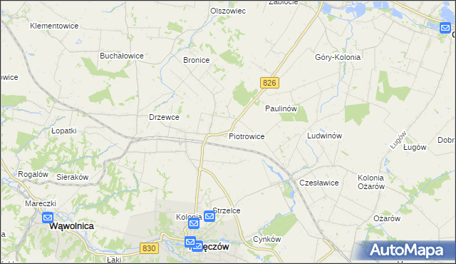 mapa Piotrowice gmina Nałęczów, Piotrowice gmina Nałęczów na mapie Targeo