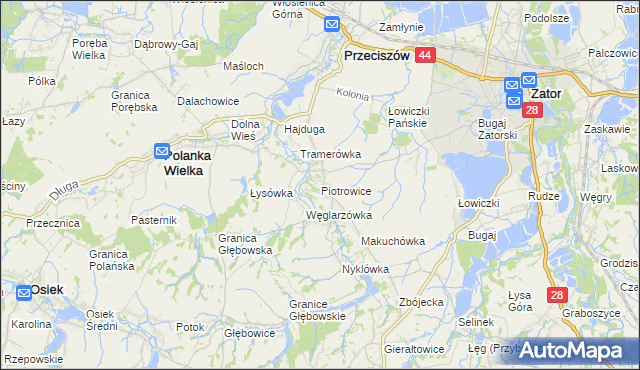 mapa Piotrowice gmina Przeciszów, Piotrowice gmina Przeciszów na mapie Targeo