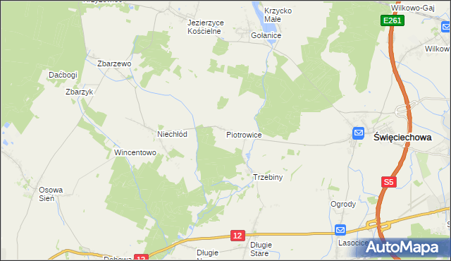 mapa Piotrowice gmina Święciechowa, Piotrowice gmina Święciechowa na mapie Targeo