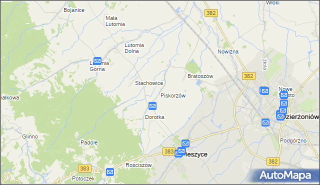 mapa Piskorzów gmina Pieszyce, Piskorzów gmina Pieszyce na mapie Targeo