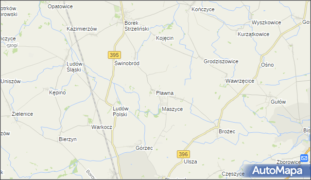 mapa Pławna gmina Strzelin, Pławna gmina Strzelin na mapie Targeo