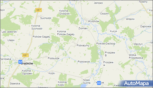 mapa Pobratymy, Pobratymy na mapie Targeo