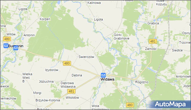 mapa Podgórze gmina Widawa, Podgórze gmina Widawa na mapie Targeo