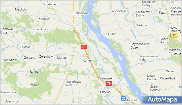 mapa Podgórzyce gmina Warka, Podgórzyce gmina Warka na mapie Targeo