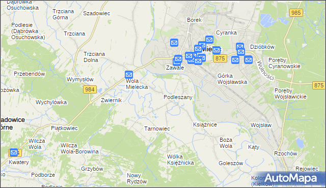 mapa Podleszany, Podleszany na mapie Targeo