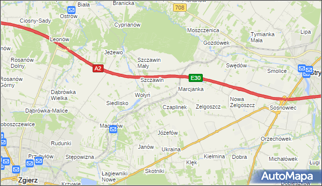 mapa Podole gmina Zgierz, Podole gmina Zgierz na mapie Targeo