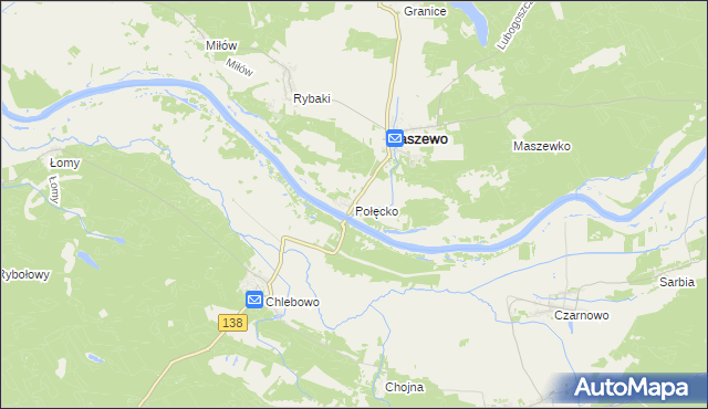 mapa Połęcko gmina Maszewo, Połęcko gmina Maszewo na mapie Targeo