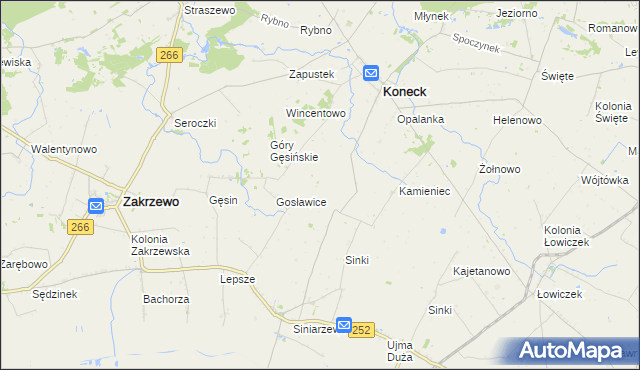 mapa Pomiany gmina Koneck, Pomiany gmina Koneck na mapie Targeo