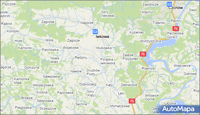 mapa Porąbka Iwkowska, Porąbka Iwkowska na mapie Targeo