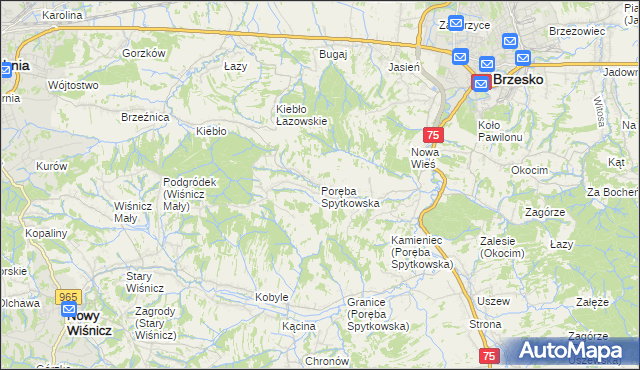 mapa Poręba Spytkowska, Poręba Spytkowska na mapie Targeo