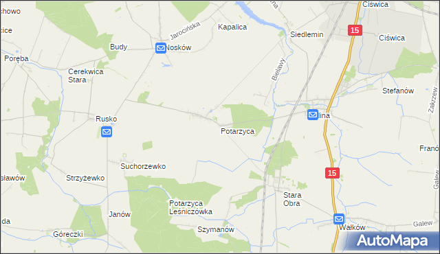 mapa Potarzyca gmina Jarocin, Potarzyca gmina Jarocin na mapie Targeo