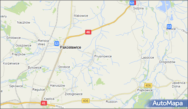 mapa Prusinowice gmina Pakosławice, Prusinowice gmina Pakosławice na mapie Targeo