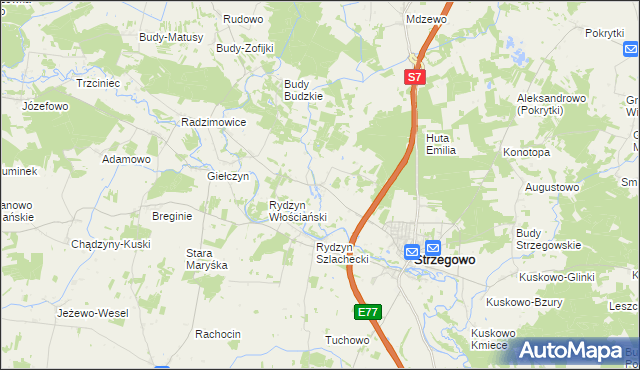 mapa Prusocin, Prusocin na mapie Targeo