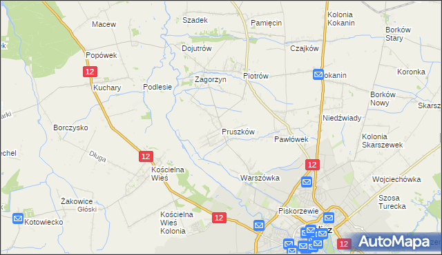 mapa Pruszków gmina Blizanów, Pruszków gmina Blizanów na mapie Targeo