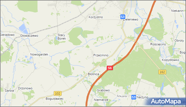 mapa Przećmino, Przećmino na mapie Targeo