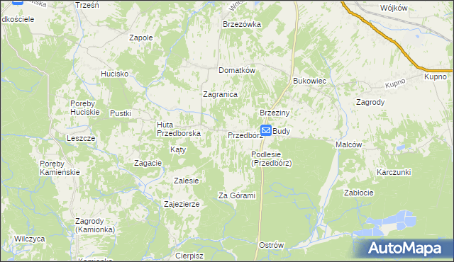 mapa Przedbórz gmina Kolbuszowa, Przedbórz gmina Kolbuszowa na mapie Targeo