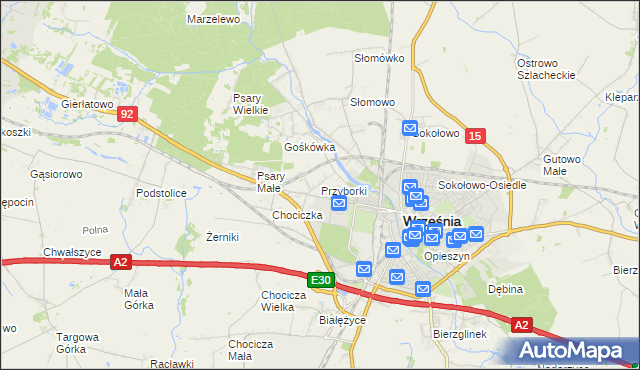 mapa Przyborki, Przyborki na mapie Targeo