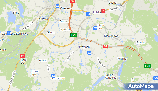 mapa Przyjaźń, Przyjaźń na mapie Targeo