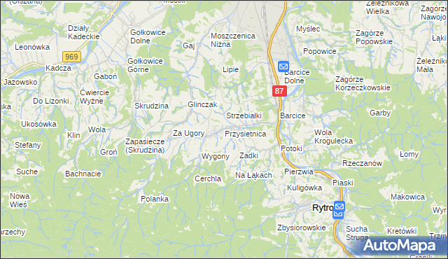 mapa Przysietnica gmina Stary Sącz, Przysietnica gmina Stary Sącz na mapie Targeo