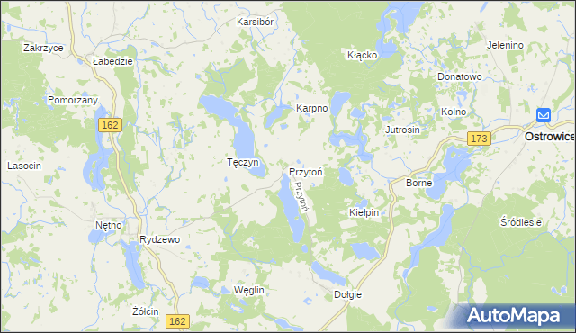 mapa Przytoń gmina Ostrowice, Przytoń gmina Ostrowice na mapie Targeo