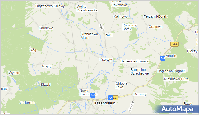 mapa Przytuły gmina Krasnosielc, Przytuły gmina Krasnosielc na mapie Targeo