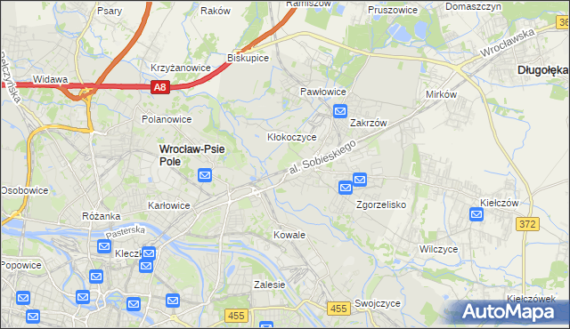 mapa Psie Pole gmina Wrocław, Psie Pole gmina Wrocław na mapie Targeo