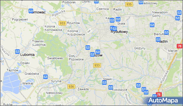 mapa Pszów, Pszów na mapie Targeo
