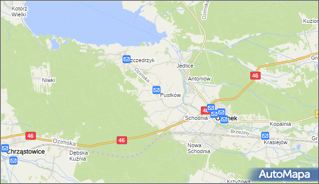 mapa Pustków gmina Ozimek, Pustków gmina Ozimek na mapie Targeo