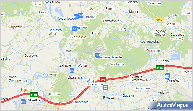 mapa Pustków-Osiedle, Pustków-Osiedle na mapie Targeo