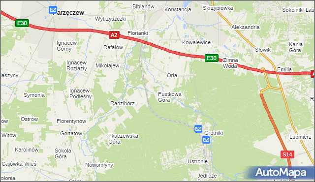 mapa Pustkowa Góra, Pustkowa Góra na mapie Targeo