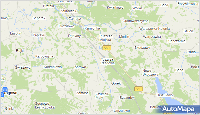 mapa Puszcza Rządowa, Puszcza Rządowa na mapie Targeo