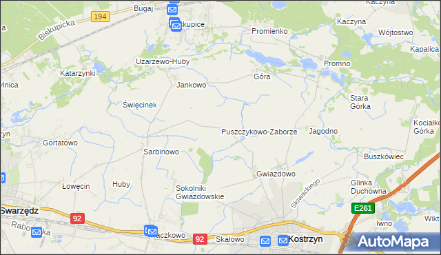 mapa Puszczykowo-Zaborze, Puszczykowo-Zaborze na mapie Targeo