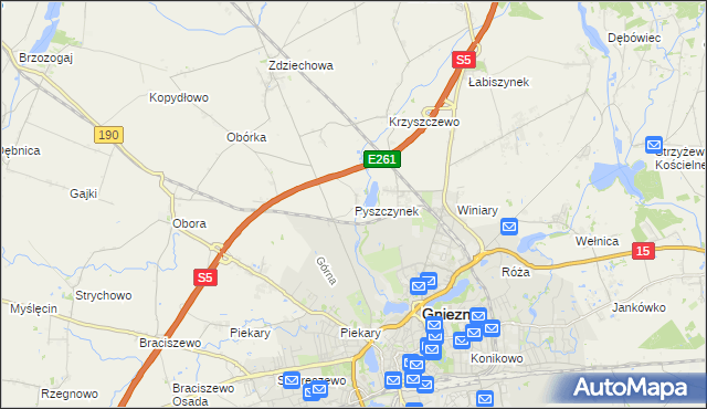 mapa Pyszczynek, Pyszczynek na mapie Targeo
