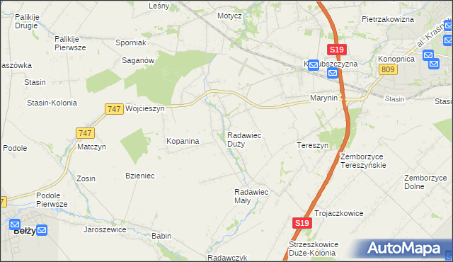 mapa Radawiec Duży, Radawiec Duży na mapie Targeo