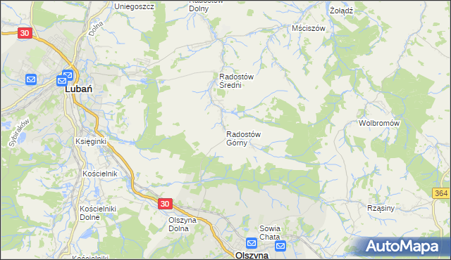 mapa Radostów Górny, Radostów Górny na mapie Targeo