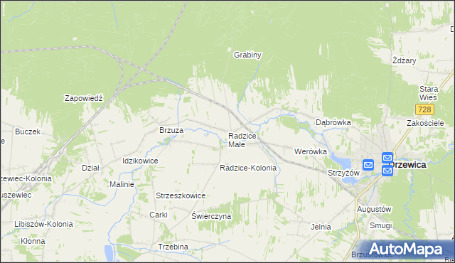 mapa Radzice Małe, Radzice Małe na mapie Targeo