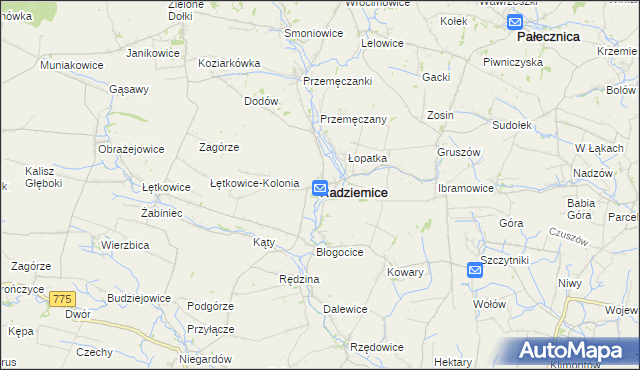 mapa Radziemice, Radziemice na mapie Targeo
