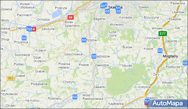 mapa Radziszów, Radziszów na mapie Targeo