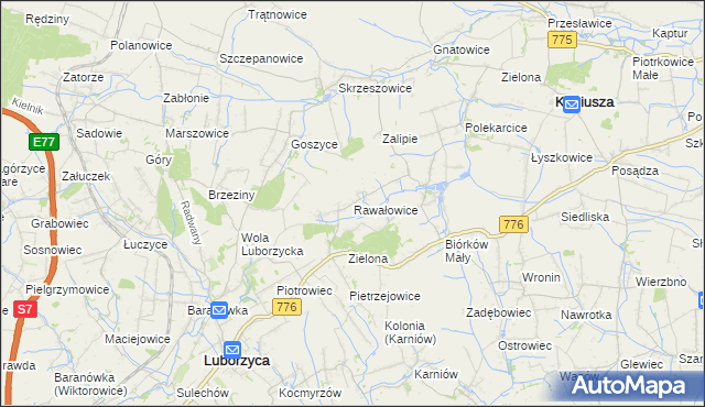 mapa Rawałowice, Rawałowice na mapie Targeo