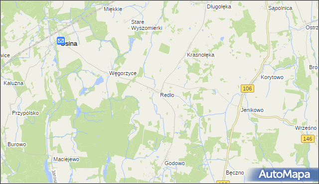 mapa Redło gmina Osina, Redło gmina Osina na mapie Targeo