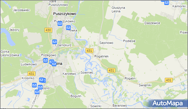 mapa Rogalinek, Rogalinek na mapie Targeo