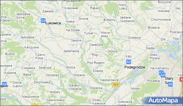 mapa Rogi gmina Podegrodzie, Rogi gmina Podegrodzie na mapie Targeo