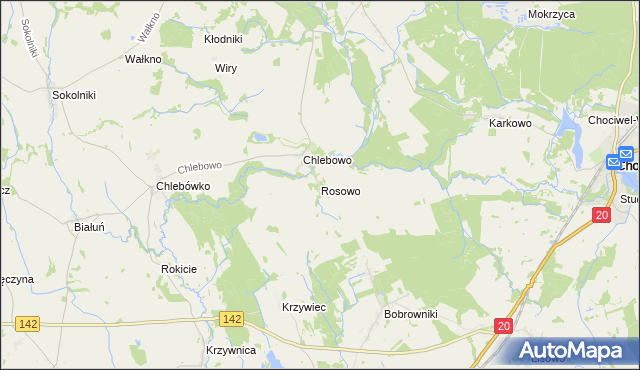 mapa Rosowo, Rosowo na mapie Targeo