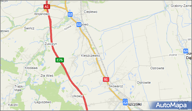 mapa Różyny, Różyny na mapie Targeo