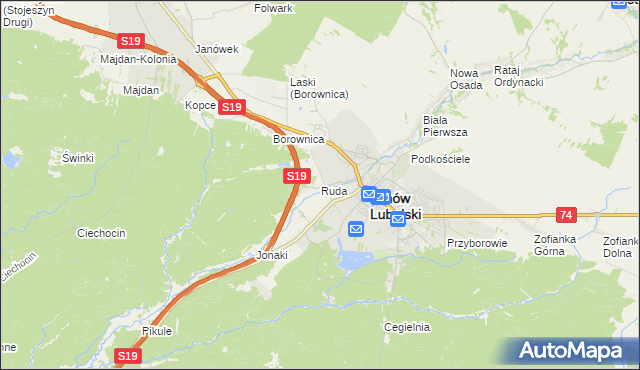 mapa Ruda gmina Janów Lubelski, Ruda gmina Janów Lubelski na mapie Targeo